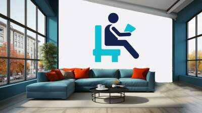 two color stick man reading vector icon from behavior concept. isolated blue stick man reading vector sign symbol can be use for web, mobile and logo. eps 10 Wall mural