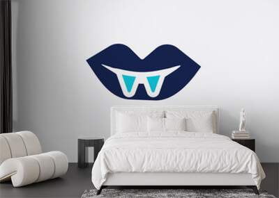 two color vampire teeth vector icon from halloween concept. isolated blue vampire teeth vector sign symbol can be use for web, mobile and logo. eps 10 Wall mural