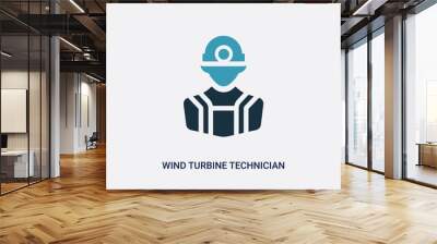 two color wind turbine technician vector icon from professions concept. isolated blue wind turbine technician vector sign symbol can be use for web, mobile and logo. eps 10 Wall mural