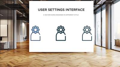 user settings interface icon in different style vector illustration. two colored and black user settings interface vector icons designed in filled, outline, line and stroke style can be used for Wall mural