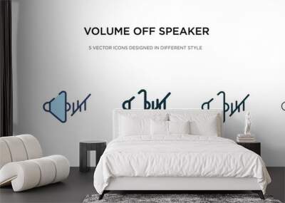 volume off speaker icon in different style vector illustration. two colored and black volume off speaker vector icons designed in filled, outline, line and stroke style can be used for web, mobile, Wall mural