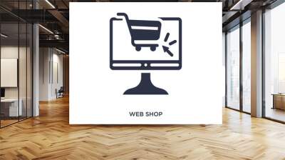 web shop icon on white background. Simple element illustration from marketing concept. Wall mural