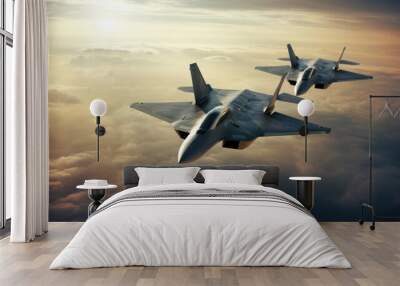 military aircraft fighters in the sky Wall mural