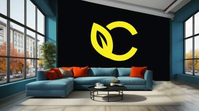 letter c and leaf logo, letter c logo, leaf logo, letter c and nature logo, logomark Wall mural