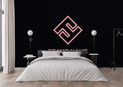 letter FF ioconic business logo, letter FF hexagon logo, letter FF triangle home icon logo, letter FF F modern real estate business logo Wall mural