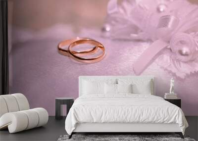 Beautiful wedding rings close-up Wall mural