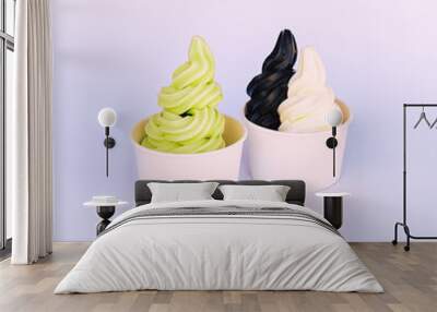 2 sundaes of different colors without toppings. Wall mural