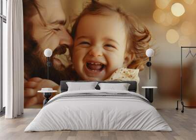 Father hugging his baby. Happy father day concept. Wall mural