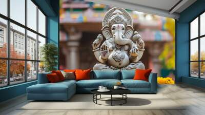 Lord ganesha sculpture at temple. Lord ganesh festival. Wall mural