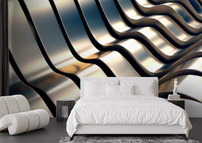 abstract metal wave background 3d illustration Wall mural