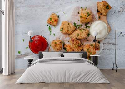 Crunchy nuggets with two sauces Wall mural