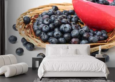 Blueberry on white background Wall mural