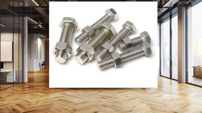 bolt and nut isolated on white background Wall mural