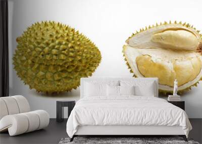 Durian fruit in south east asia, the king of fruits on white background  Wall mural