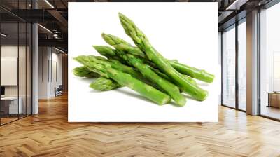 Effective Boiled asparagus on white background Wall mural