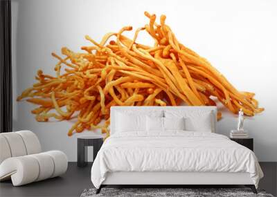 Fresh Cordyceps mushroom on white background Wall mural