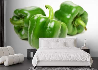 fresh green bell pepper (capsicum) on a white background Wall mural