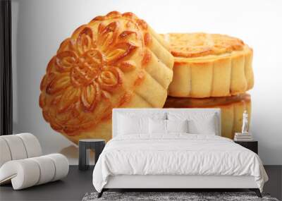 Mid-Autumn Festival moon cake on white background  Wall mural