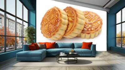 Mid-Autumn Festival moon cake on white background Wall mural