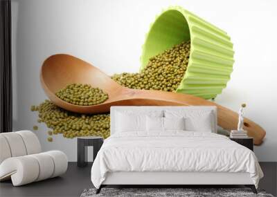 Mung beans on white background Wall mural