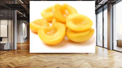 peaches in syrup on a white background  Wall mural