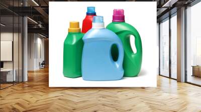 Plastic detergent container on white background Wall mural