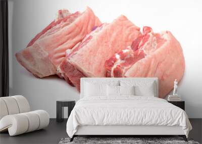 Pork belly on white background Wall mural