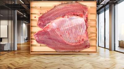 raw carp fillets on white background Wall mural