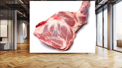 Raw lamb leg on white background Wall mural