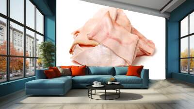 Raw pork skin on white background Wall mural