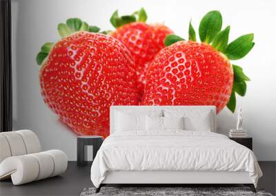 strawberry isolated on white background Wall mural