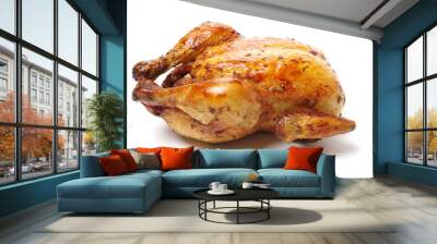 Whole roasted chicken against white background Wall mural