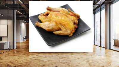 Whole roasted chicken on white background Wall mural