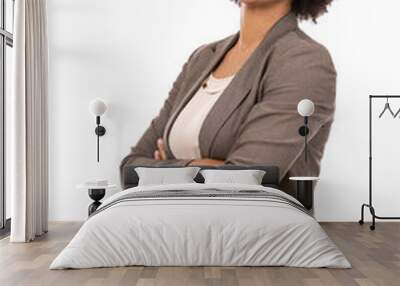 black casual woman on white background Wall mural