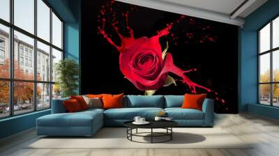 red rose splashes Wall mural