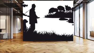 Motive hunting of animals and landscapes Wall mural