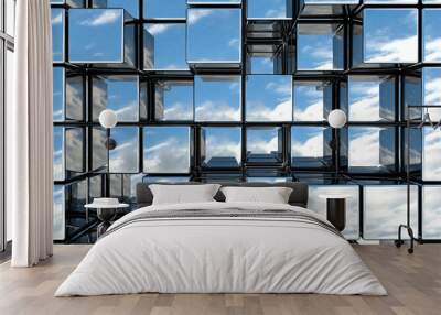 Blue cubes background Wall mural