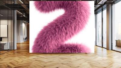 Pink 3D Fluffy Number Two Wall mural