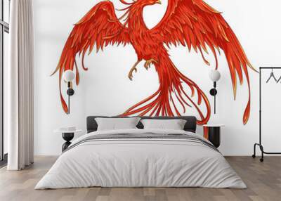 Elegant flying phoenix vector illustration Wall mural