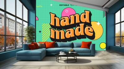 Retro nostalgic 90's editable text effect Wall mural