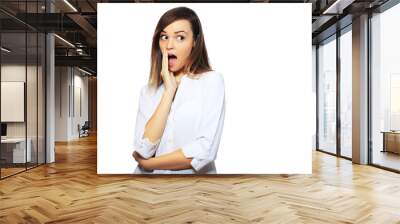 Surprised excited woman Wall mural