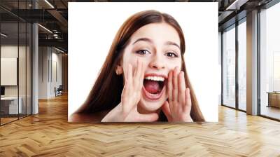 teen girl loud screaming Wall mural