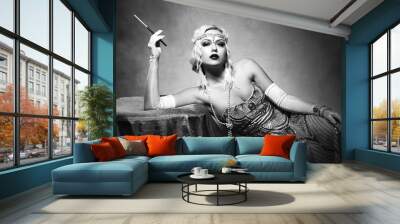 woman retro flapper style Wall mural