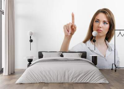 young woman pointing Wall mural