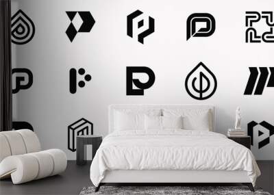 letter P initial modern logo set Wall mural