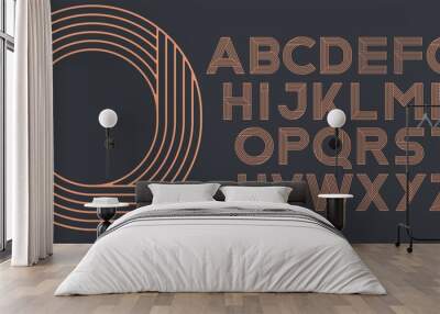 LINE ART ALPHABET ART DECO FONT STYLE Wall mural