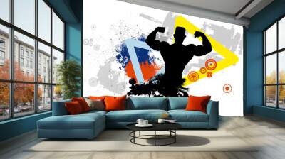 Active young strong muscular man Wall mural