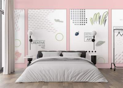 Minimal universal card templates in Memphis style hand drawn doodles gradient Wall mural