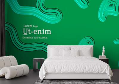 Wavy embossed gradient shapes on black background Wall mural