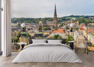 Linz Cityscape with New Cathedral and Church of the Ursulines, A Wall mural